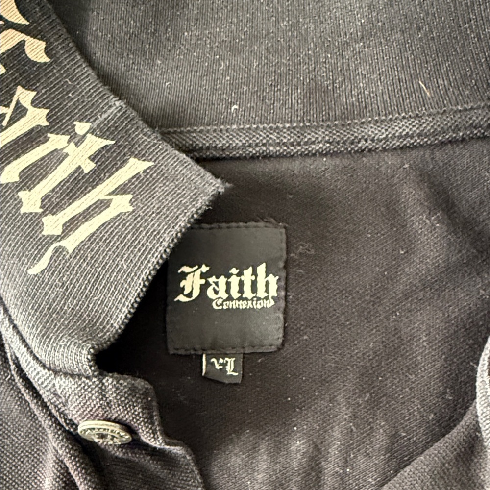 Faith authentic Black Long Sleeve Shirt with Embroidered Collar | USA XL - Picture 5 of 7